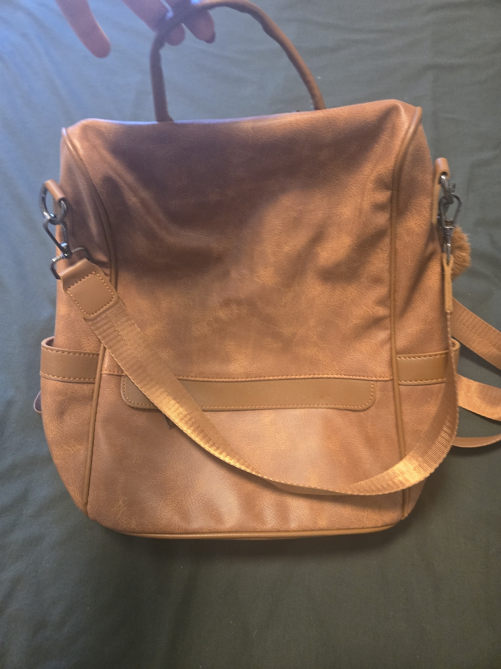 Tan Leather-Look Backpack - Picture 2 of 3